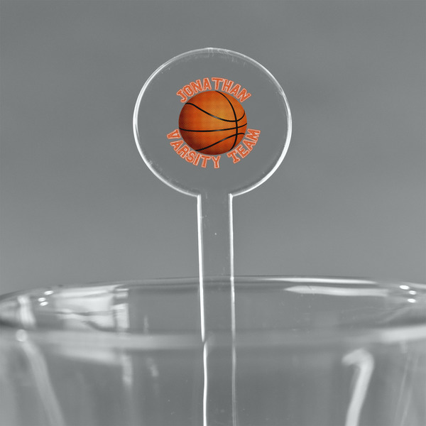 Custom Basketball 7" Round Plastic Stir Sticks - Clear (Personalized)