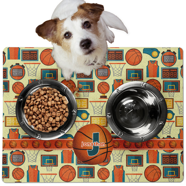 Custom Basketball Dog Food Mat - Medium w/ Name or Text