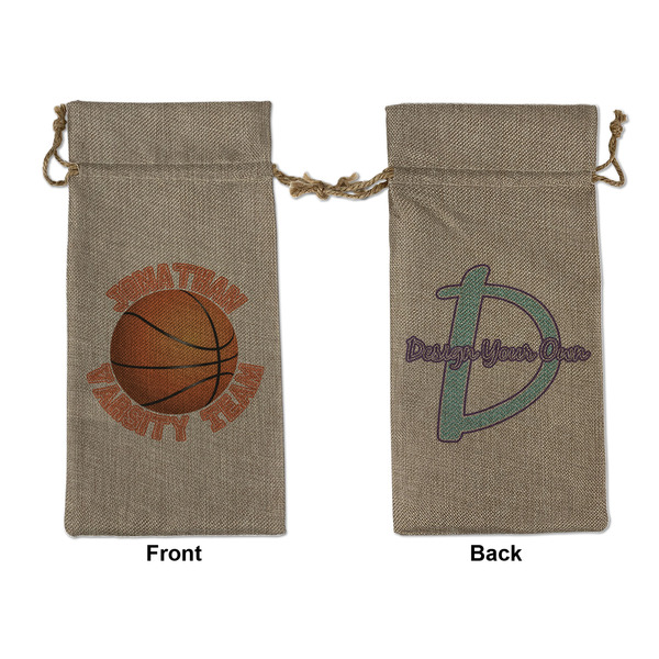 Custom Basketball Large Burlap Gift Bag - Front & Back (Personalized)