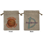 Basketball Medium Burlap Gift Bag - Front & Back (Personalized)