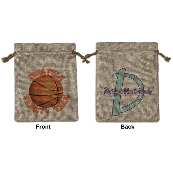 Custom Basketball Medium Burlap Gift Bag - Front & Back (Personalized)