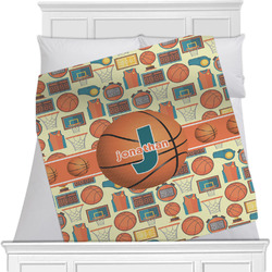 Basketball Minky Blanket - Toddler / Throw - 60"x50" - Double Sided (Personalized)