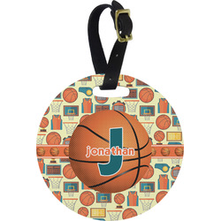 Basketball Plastic Luggage Tag - Round (Personalized)