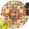 Basketball Round Linen Placemats - Front (w flowers)