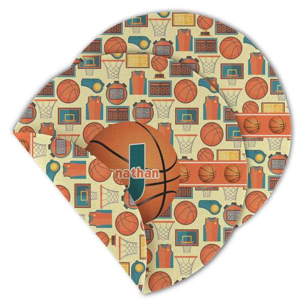 Custom Basketball Round Linen Placemat - Double Sided - Set of 4 (Personalized)