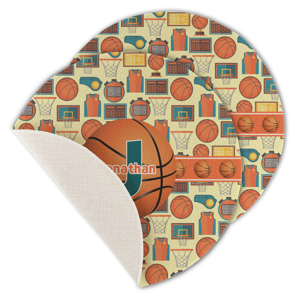 Custom Basketball Round Linen Placemat - Single Sided - Set of 4 (Personalized)