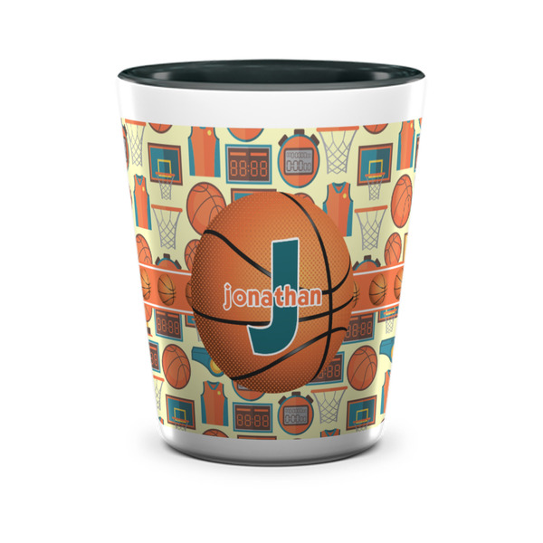 Custom Basketball Ceramic Shot Glass - 1.5 oz - Two Tone - Set of 4 (Personalized)