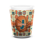 Basketball Ceramic Shot Glass - 1.5 oz - White - Single (Personalized)