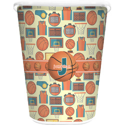 Basketball Waste Basket - Single Sided (White) (Personalized)