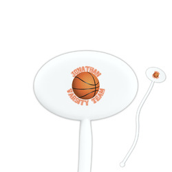 Basketball 7" Oval Plastic Stir Sticks - White - Single Sided (Personalized)