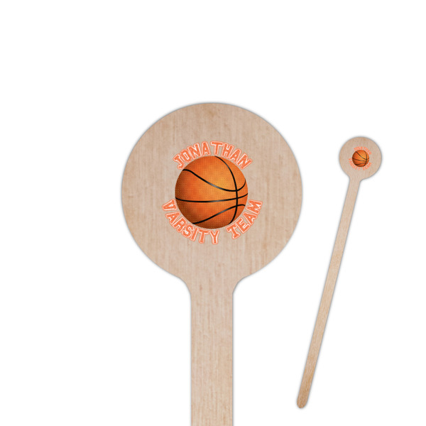 Custom Basketball 7.5" Round Wooden Stir Sticks - Double Sided (Personalized)