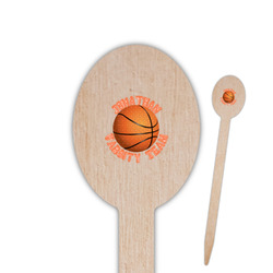 Basketball Oval Wooden Food Picks - Single Sided (Personalized)