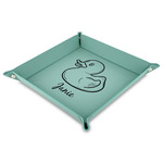 Rubber Duckie Faux Leather Dice Tray - 9" x 9"  - Teal (Personalized)