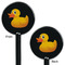 Rubber Duckie Black Plastic 5.5" Stir Stick - Double Sided - Round - Front & Back