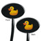 Rubber Duckie Black Plastic 7" Stir Stick - Double Sided - Oval - Front & Back