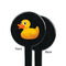 Rubber Duckie Black Plastic 7" Stir Stick - Single Sided - Round - Front & Back