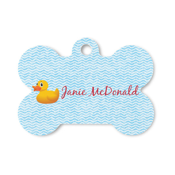 Custom Rubber Duckie Bone Shaped Dog ID Tag - Small (Personalized)