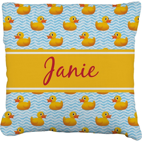 Custom Rubber Duckie Faux-Linen Throw Pillow 16" (Personalized)