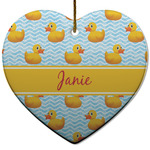 Rubber Duckie Heart Ceramic Ornament w/ Name or Text