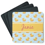 Rubber Duckie Square Rubber Backed Coasters - Set of 4 (Personalized)