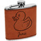 Rubber Duckie Cognac Leatherette Wrapped Stainless Steel Flask