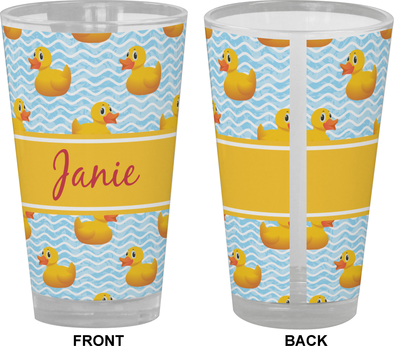 Rubber Duckie Drinking Pint Glass Personalized Youcustomizeit