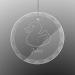 Rubber Duckie Engraved Glass Ornament - Round (Personalized)