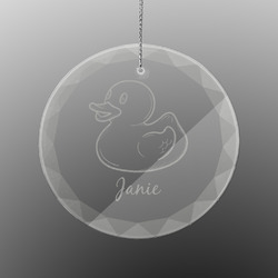 Rubber Duckie Engraved Glass Ornament - Round (Personalized)