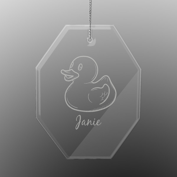 Custom Rubber Duckie Engraved Glass Ornament - Octagon (Personalized)