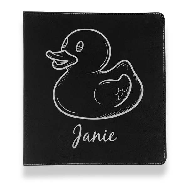 Custom Rubber Duckie Leather Binder - 1" - Black (Personalized)