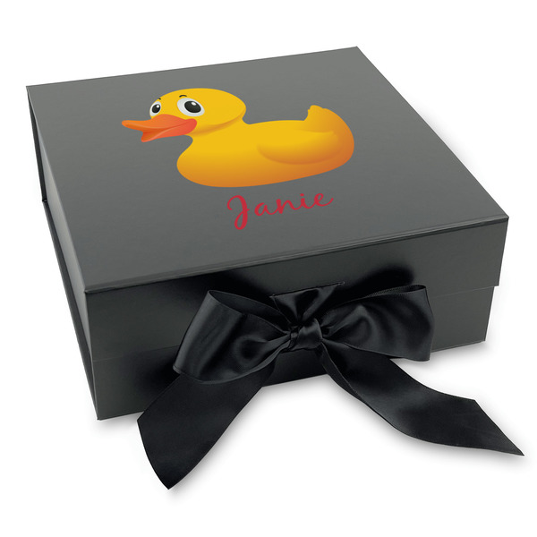 Custom Rubber Duckie Gift Box with Magnetic Lid - Black