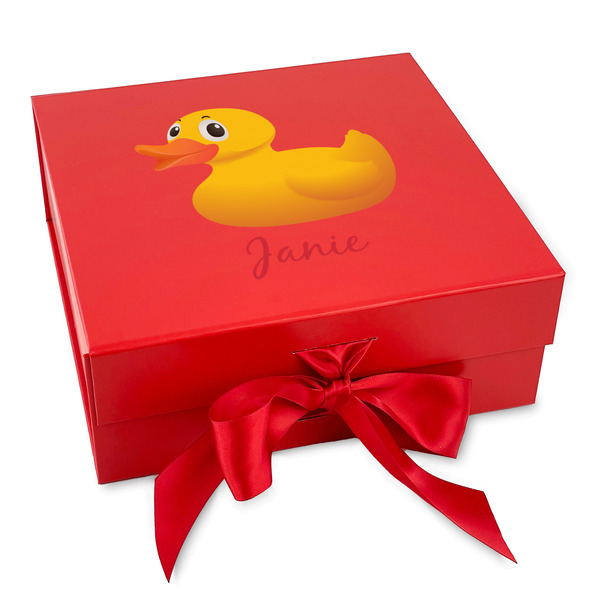 Custom Rubber Duckie Gift Box with Magnetic Lid - Red