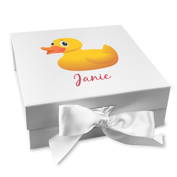 Custom Rubber Duckie Gift Box with Magnetic Lid - White