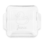 Rubber Duckie Glass Cake Dish with Truefit Lid - 8in x 8in (Personalized)