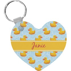 Rubber Duckie Heart Plastic Keychain w/ Name or Text