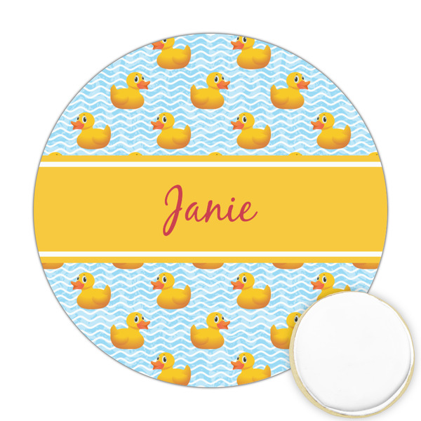 Custom Rubber Duckie Printed Cookie Topper - Round (Personalized)