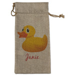 Rubber Duckie Large Burlap Gift Bag - Front