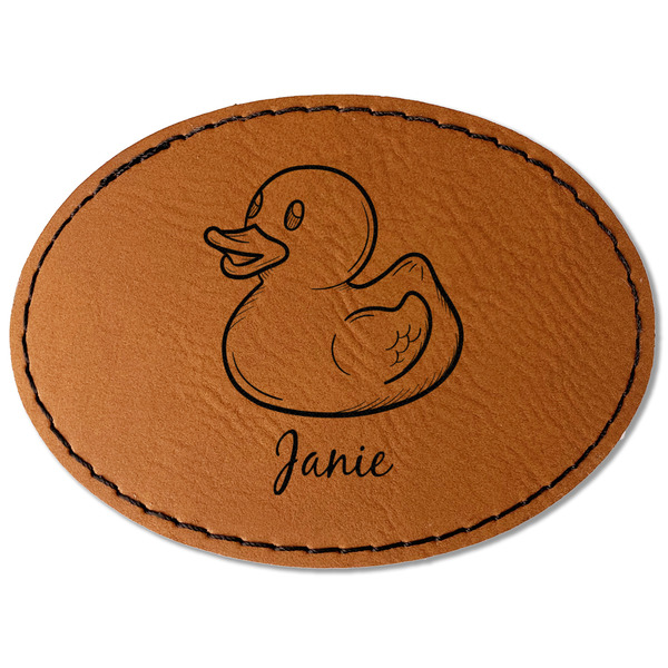 Custom Rubber Duckie Faux Leather Iron On Patch - Oval (Personalized)