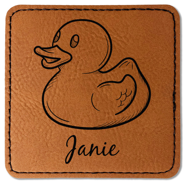 Custom Rubber Duckie Faux Leather Iron On Patch - Square (Personalized)