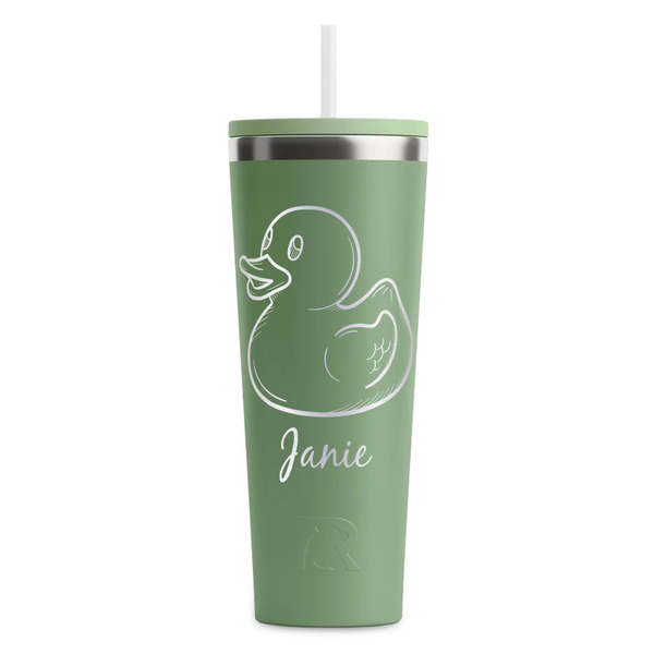 Custom Rubber Duckie RTIC Everyday Tumbler with Straw - 28oz - Light Green - Double-Sided (Personalized)