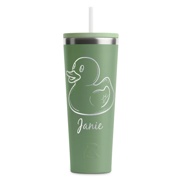 Custom Rubber Duckie RTIC Everyday Tumbler with Straw - 28oz - Light Green - Single-Sided (Personalized)