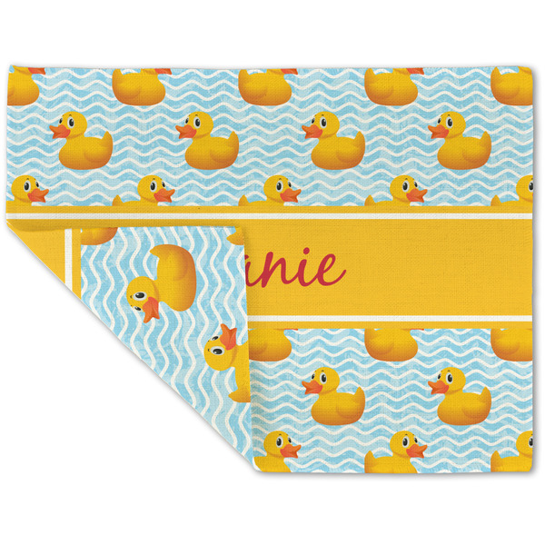 Custom Rubber Duckie Double-Sided Linen Placemat - Single w/ Name or Text