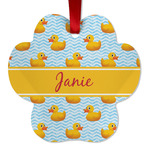 Rubber Duckie Metal Paw Ornament - Double Sided w/ Name or Text