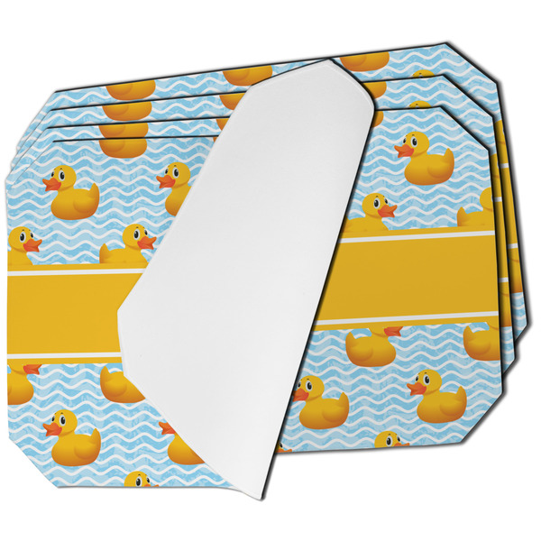 Custom Rubber Duckie Dining Table Mat - Octagon - Set of 4 (Single-Sided) w/ Name or Text