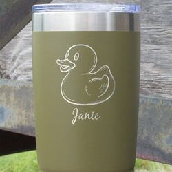 Rubber Duckie 20 oz Stainless Steel Tumbler - Olive - Double Sided (Personalized)