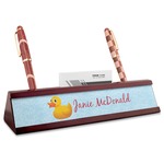 Rubber Duckie Red Mahogany Nameplate with Business Card Holder (Personalized)