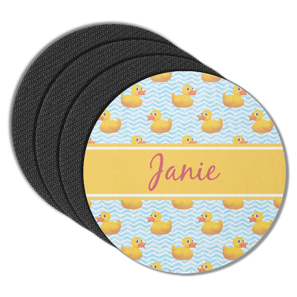 Custom Rubber Duckie Round Rubber Backed Coasters - Set of 4 (Personalized)