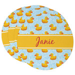 Rubber Duckie Round Paper Coasters w/ Name or Text