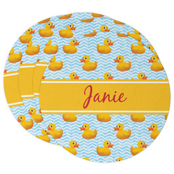 Rubber Duckie Round Paper Coasters w/ Name or Text