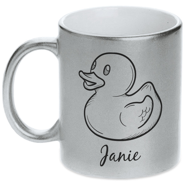 Custom Rubber Duckie Metallic Silver Mug (Personalized)